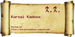 Karsai Kadosa névjegykártya